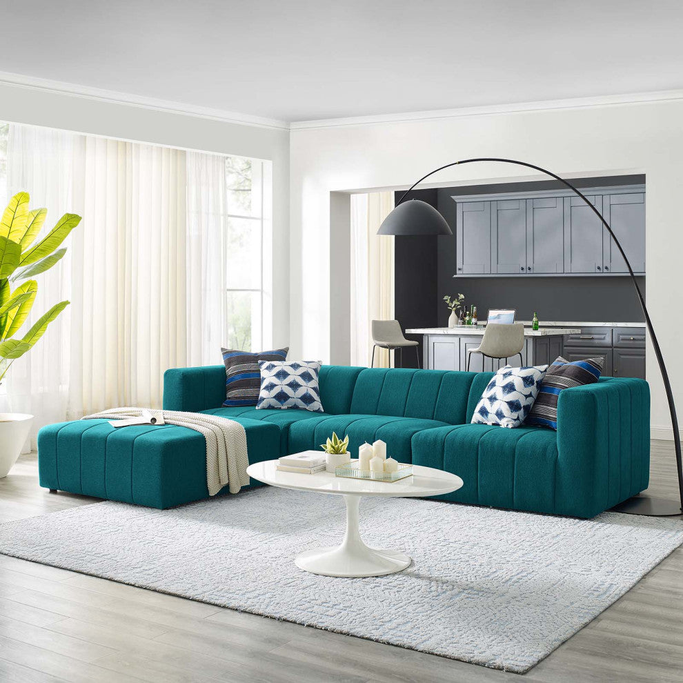 Sectional Sofa Set, Fabric, Teal Blue, Modern, Living Lounge Hotel Hospitality
