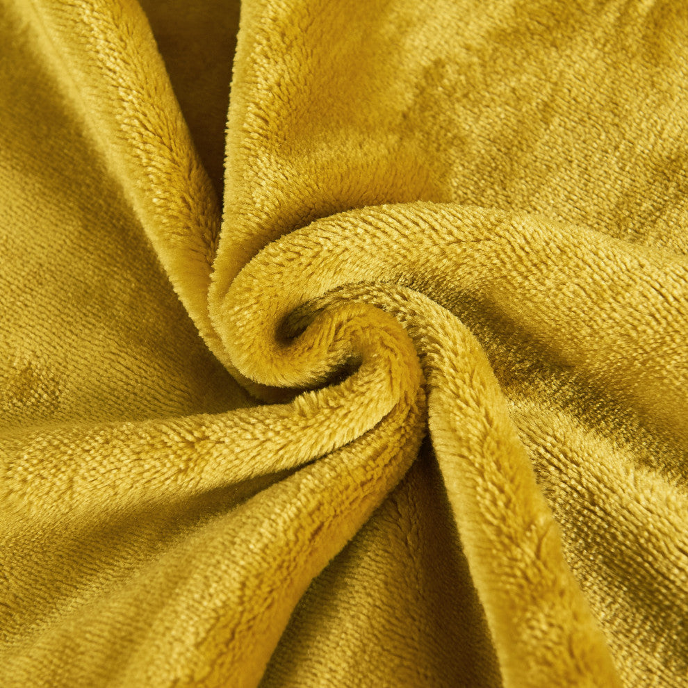 Christmas Solid Flannel Fleece Blanket, Golden Spice, Twin