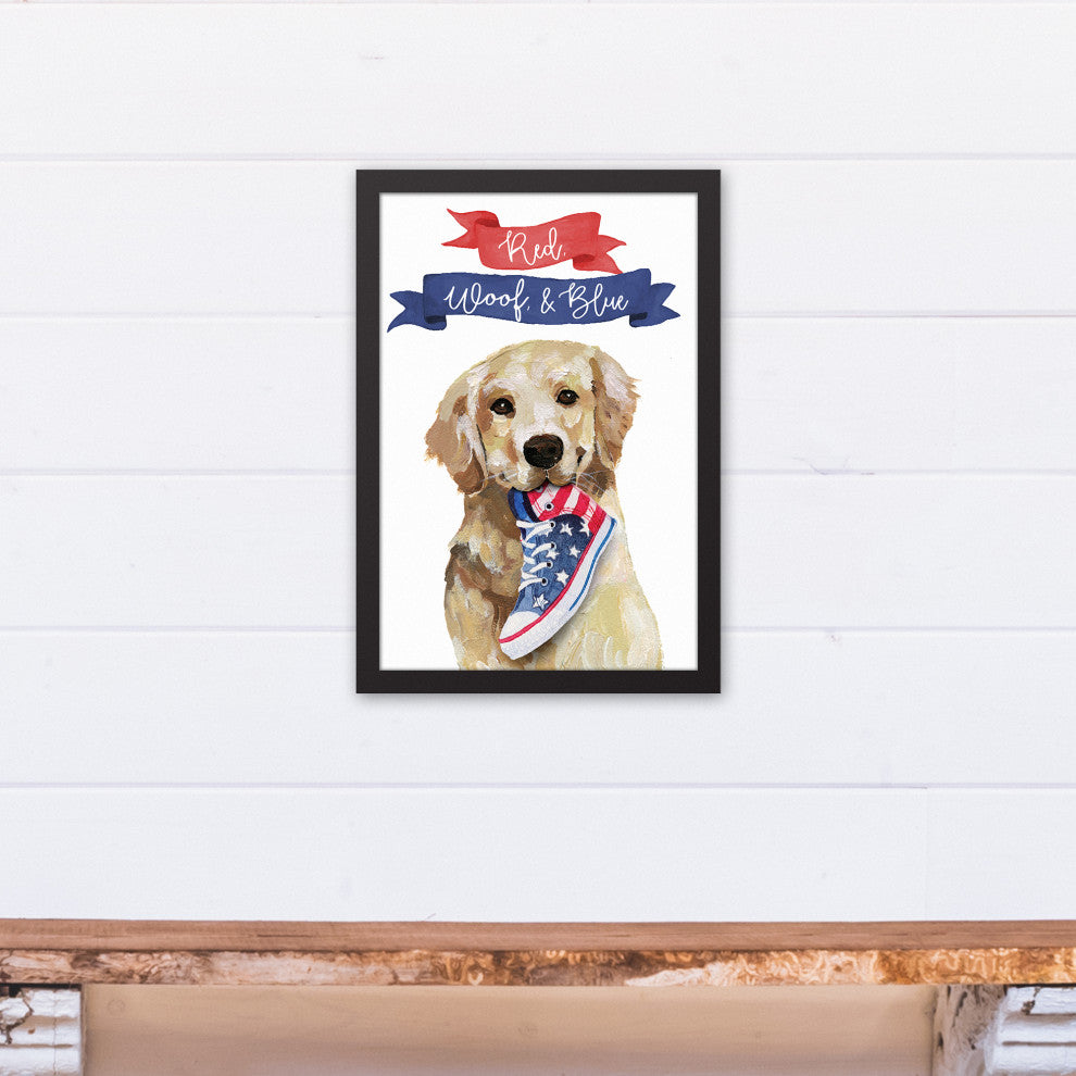 Red Woof and Blue Pup 13.73 x 19.73 Black Framed Canvas