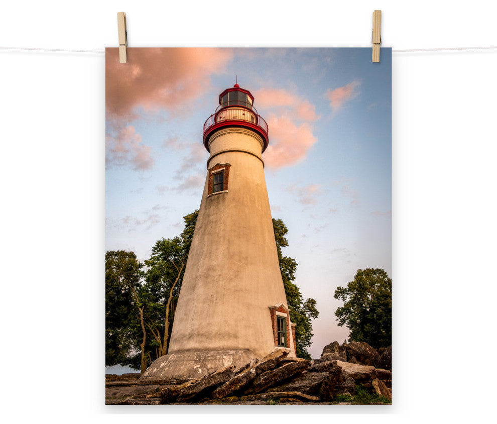 Marblehead Lighthouse at Sunset From the Shore Unframed Wall Art Prints, 16" X 20"