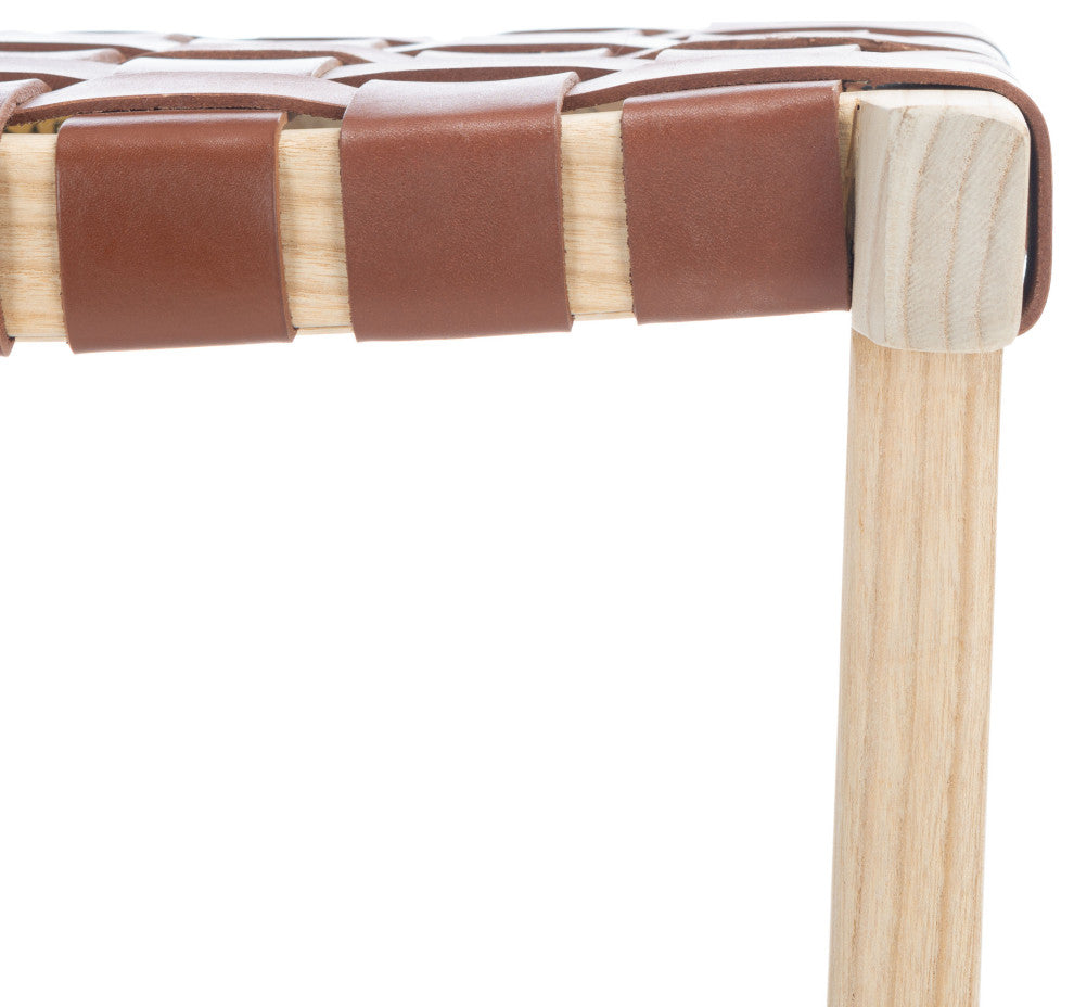 Safavieh Abreu Rectangle Counter Stool, Cognac / Light Natural