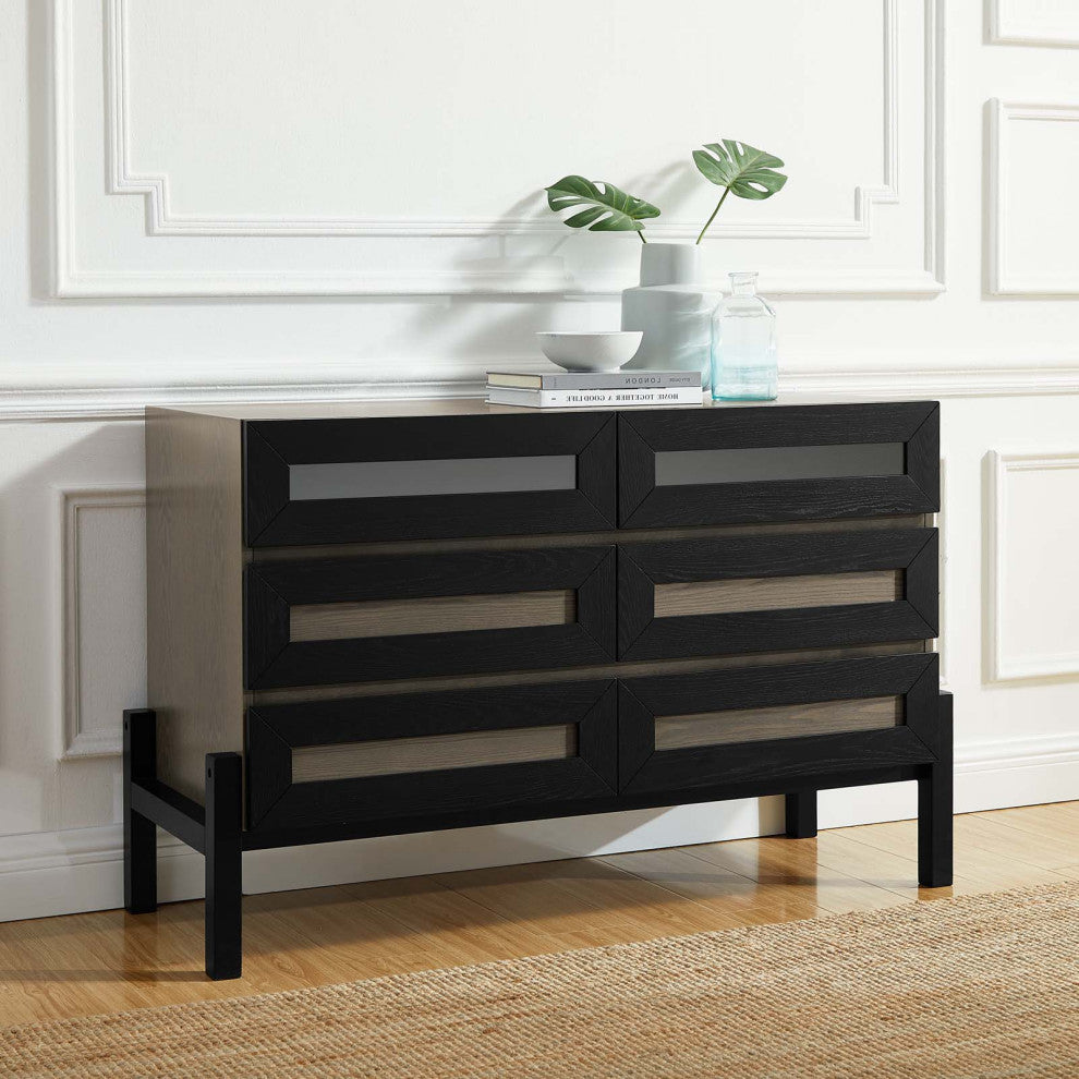 Dresser Drawer Chest Stand, Brown Oak, Wood, Modern, Mid Century Guest Suite