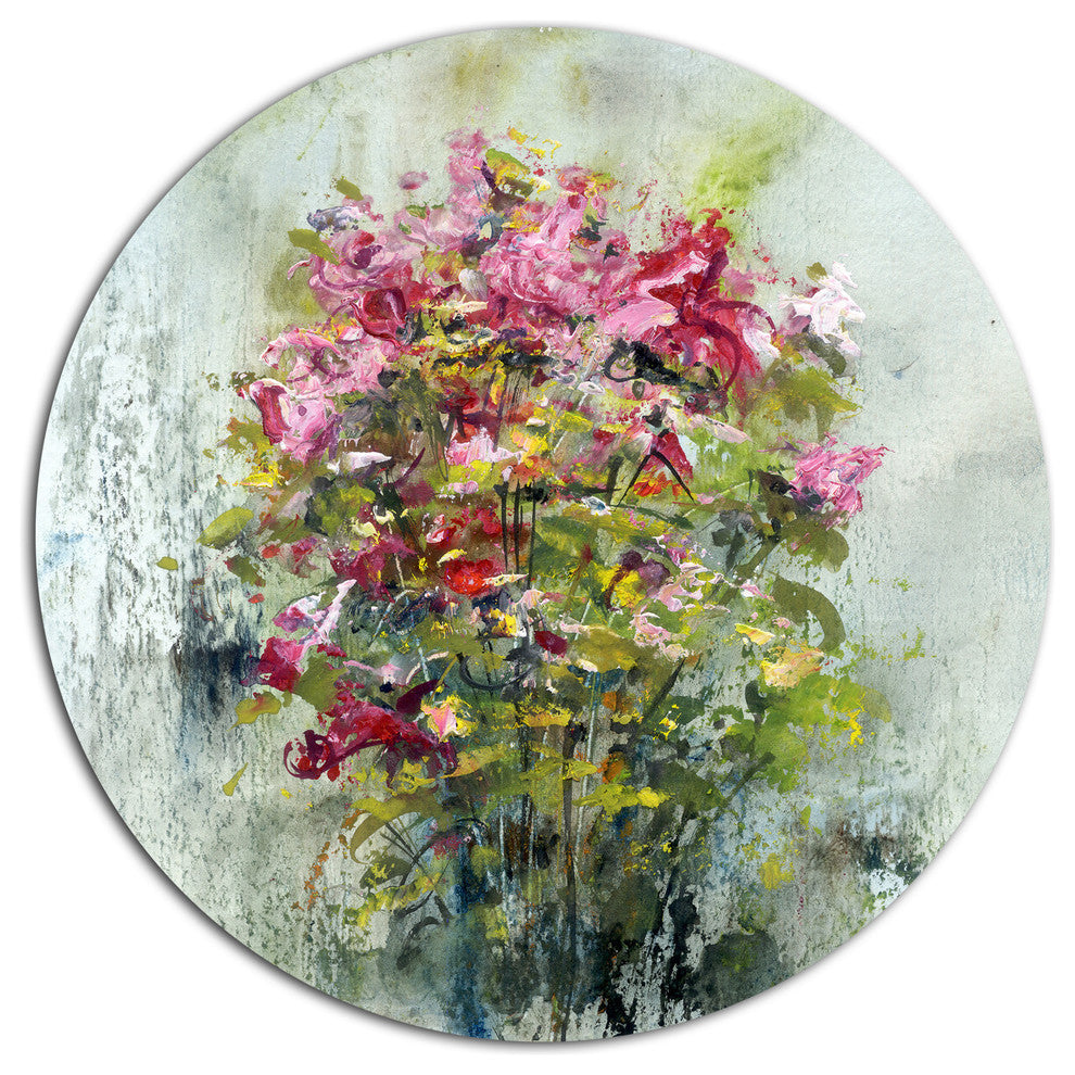 Bouquets Of Roses Painting Art, Floral Disc Metal Artwork, 23"