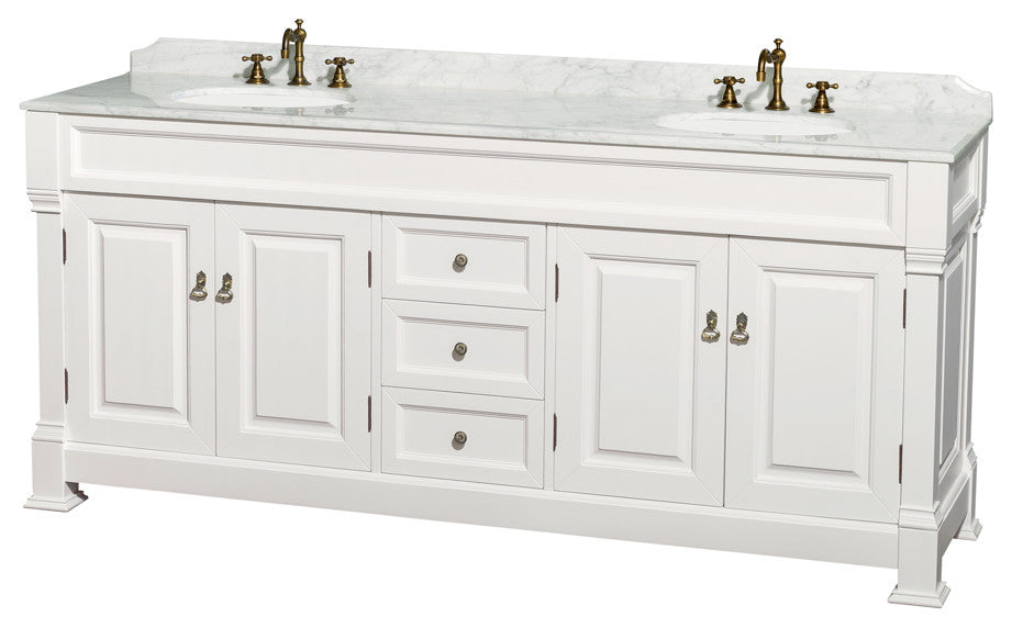 80 Inch Double Bathroom Vanity in White