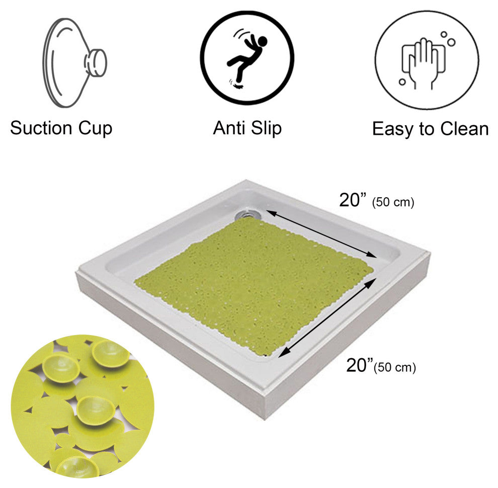 Bubbles Non-Slip Square Shower Mat 20"³L X 20"³W, Lime Green