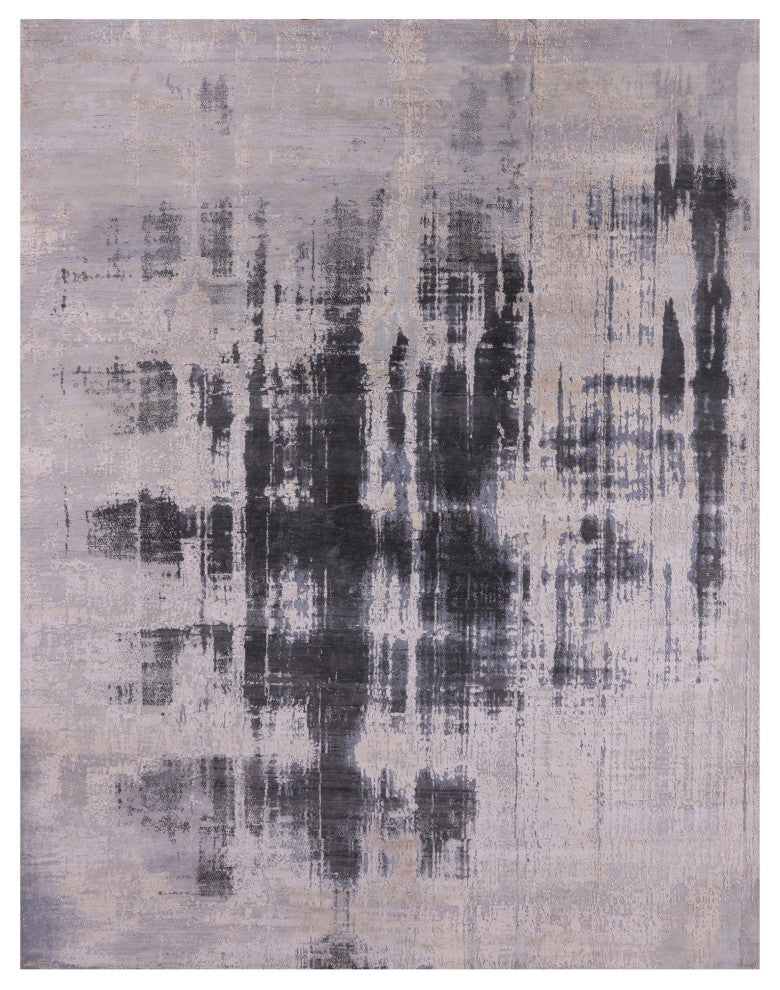 Wool and Silk Abstract Hand-Knotted Rug 8' 0" X 10' 2" Q9088