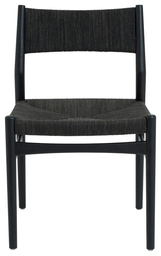 Erie, Black Woven Paper Cord and Wood, Dining Chairs, 18", Set of 2