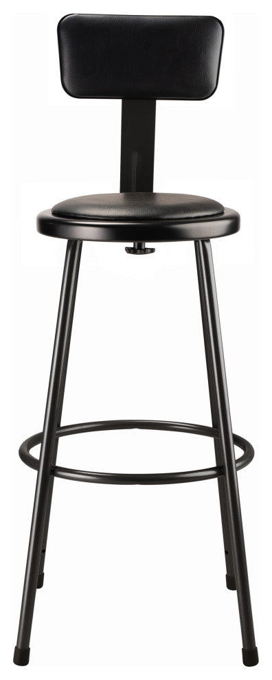 NPS 30" Heavy Duty Vinyl Padded Steel Stool With Backrest, Black