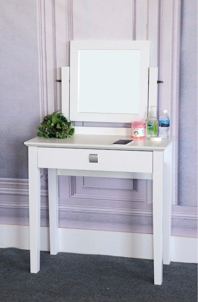 Benzara BM148714 Dresser Table with Adjustable Mirror, White
