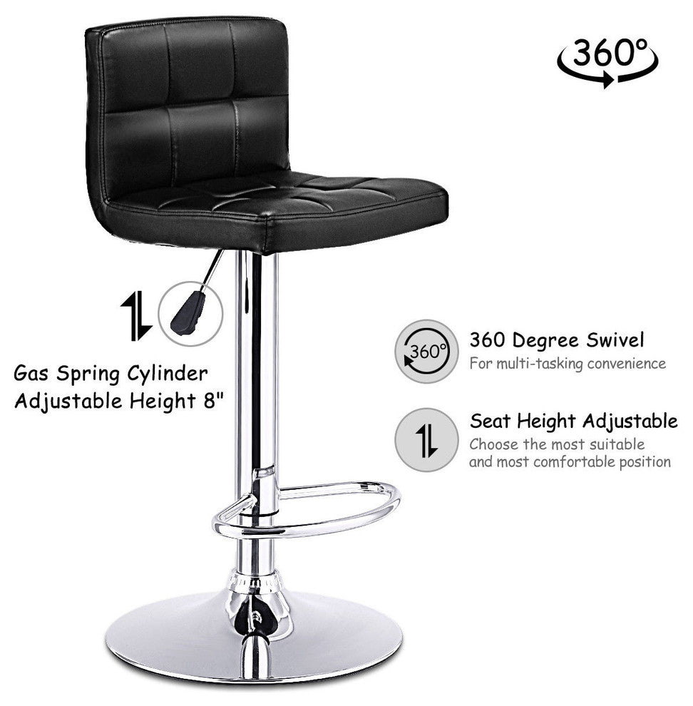 Costway 1 PC Bar Stool Swivel Adjustable PU Leather Barstools Bistro Pub Chair