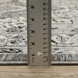 Callum Compass Medallion Grey/Ivory Fringe Edge Rug Runner