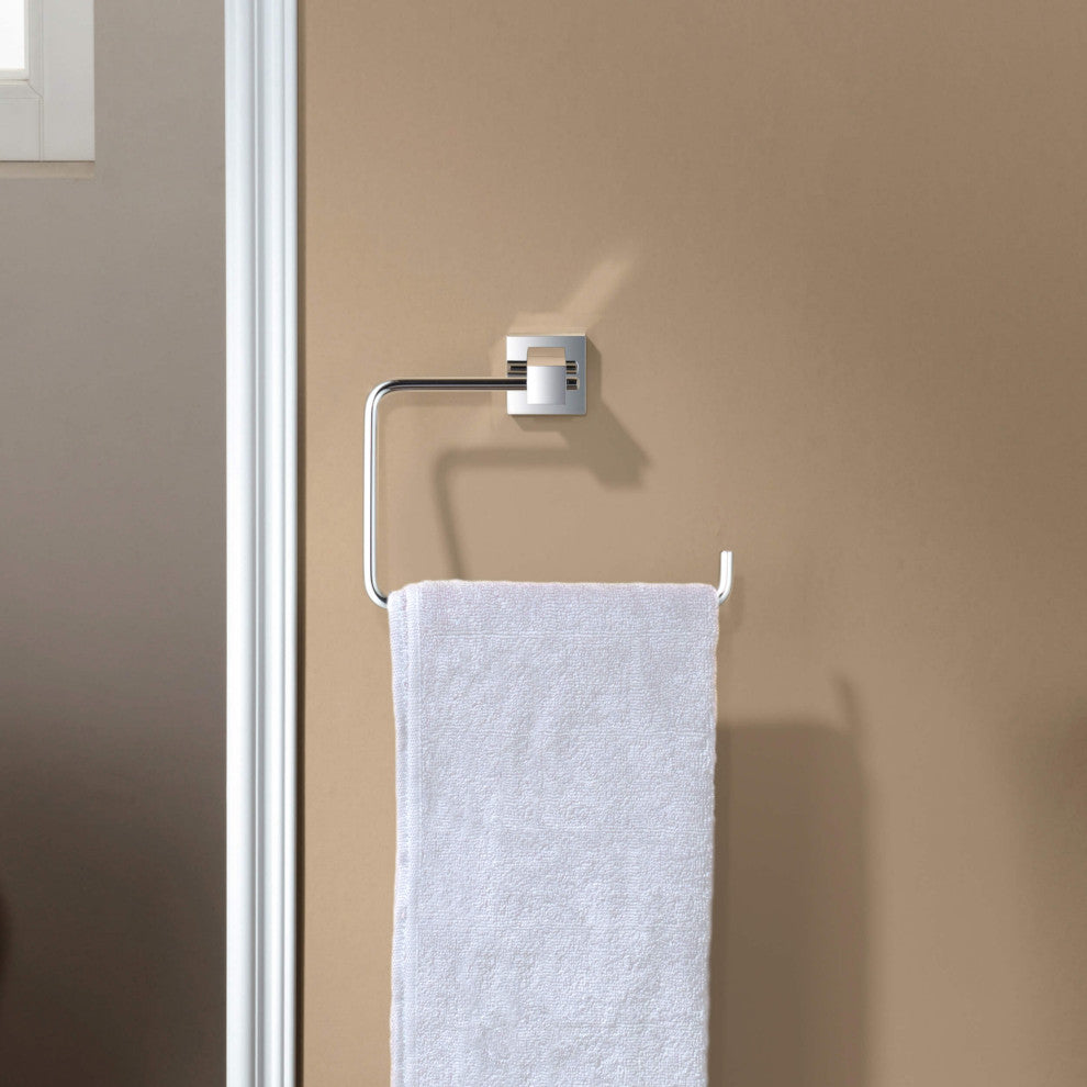 Cube Bathroom Towel Ring, Chrome