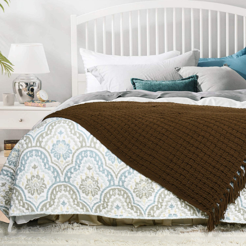 Space Yarn Knitted Throw, Chocolate, 50" X 60"