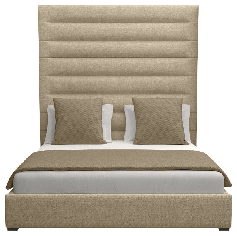 Nativa Interiors Moyra Horizontal Channel Bed, Flax, King, High 87"