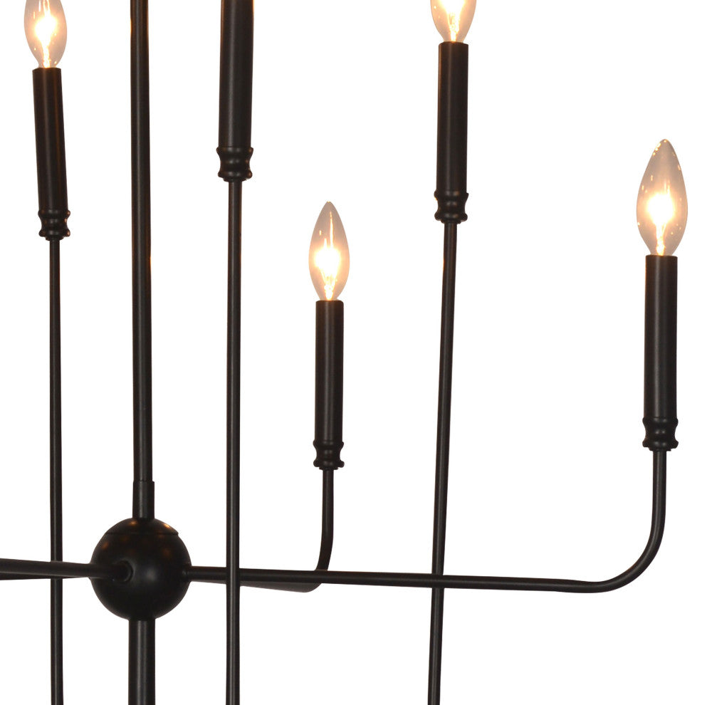 Ashton Modern Tiered Chandelier, Matte Black