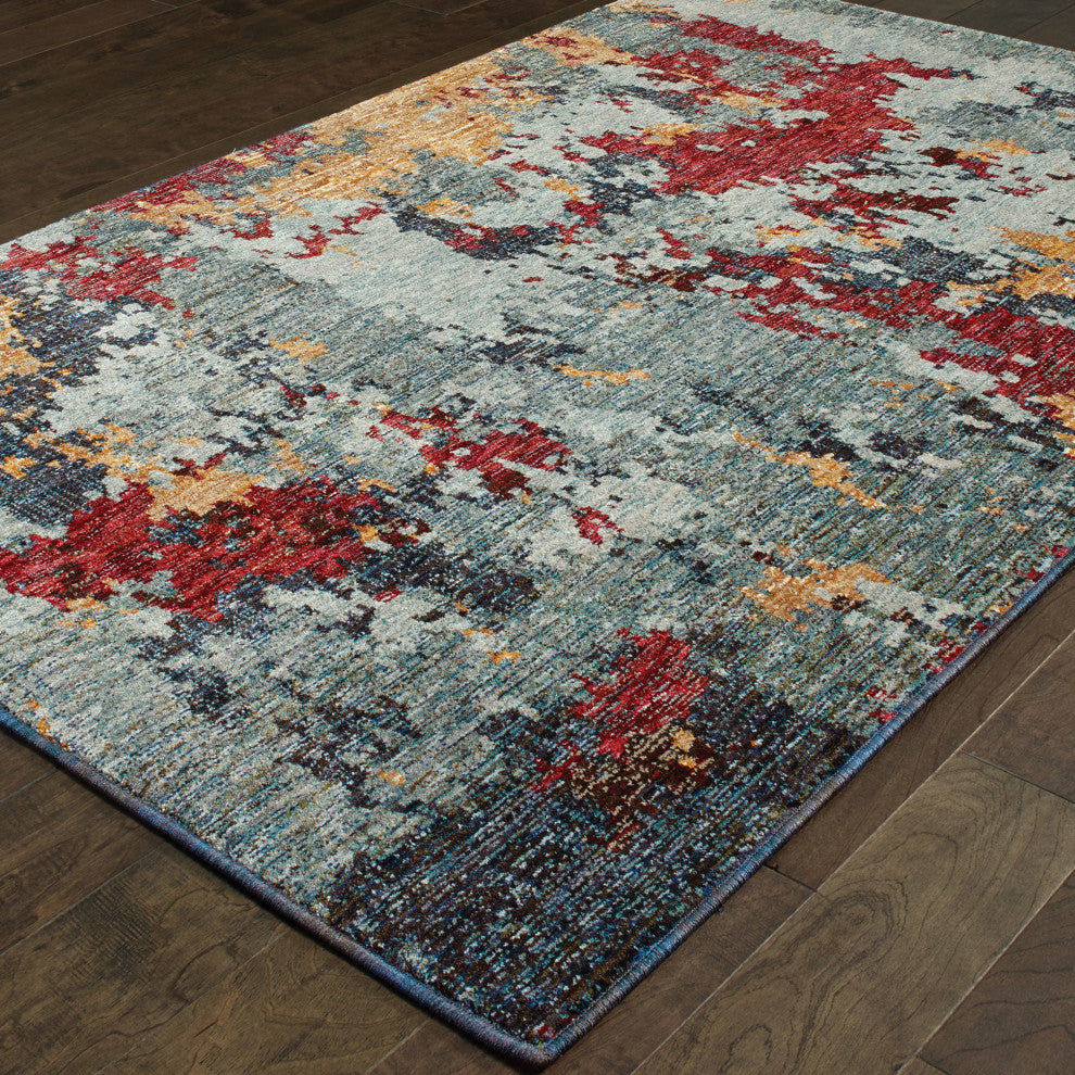 Oriental Weavers Evolution Blue/ Red Abstract Indoor Area Rug 5'3"X7'3"