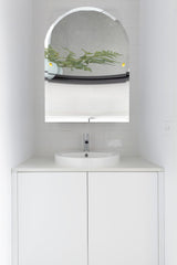 Frameless Arch Top Beveled Edge Tilt Mirror, Brushed Bronze