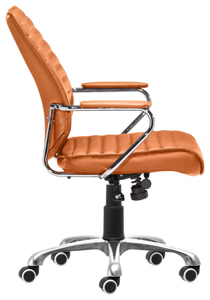 Orange Faux Leather Executive Channel Back Rolling Office Chair