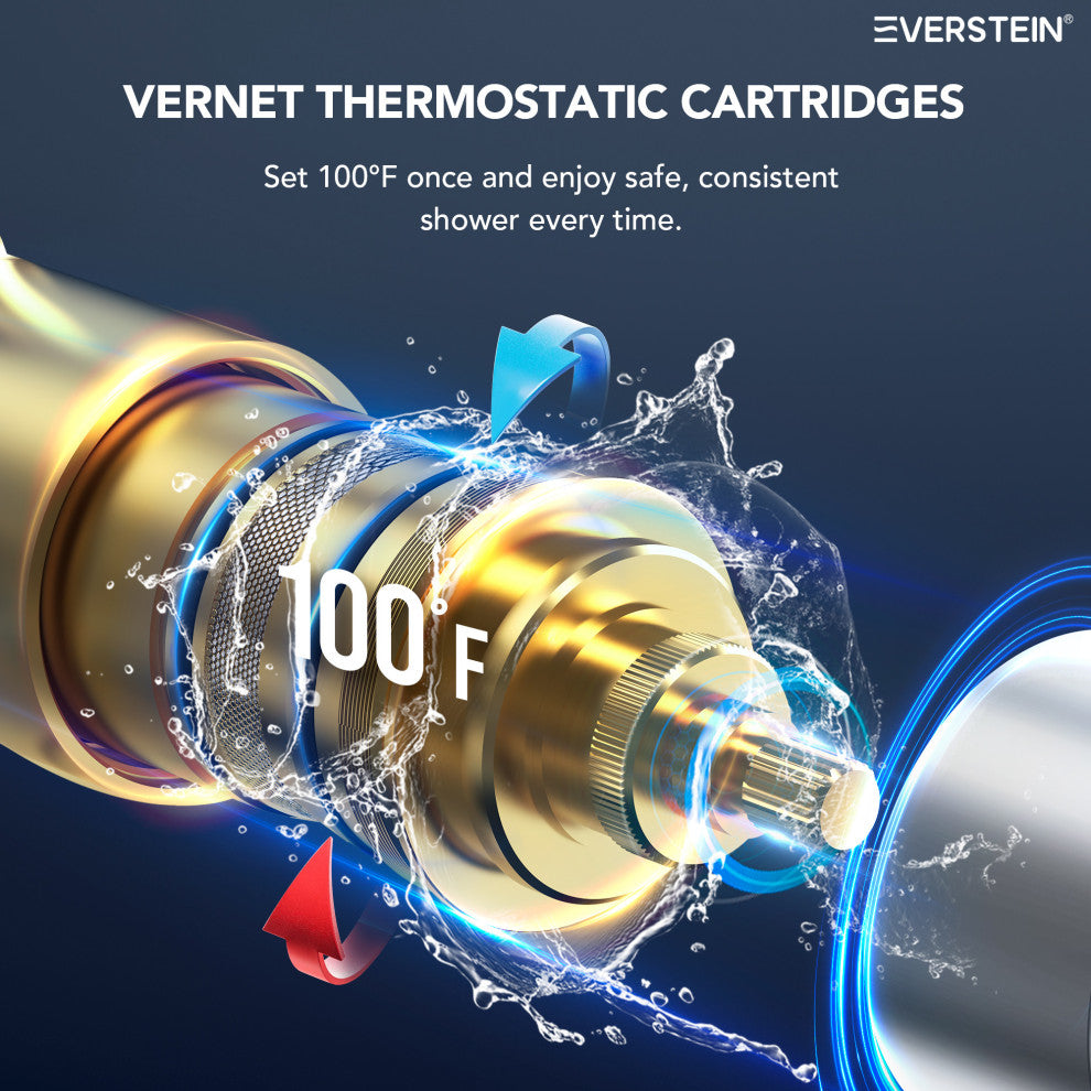 12" and 6" Dual Shower Heads With Themostatic Rough in-Valve, Brushed Nickel