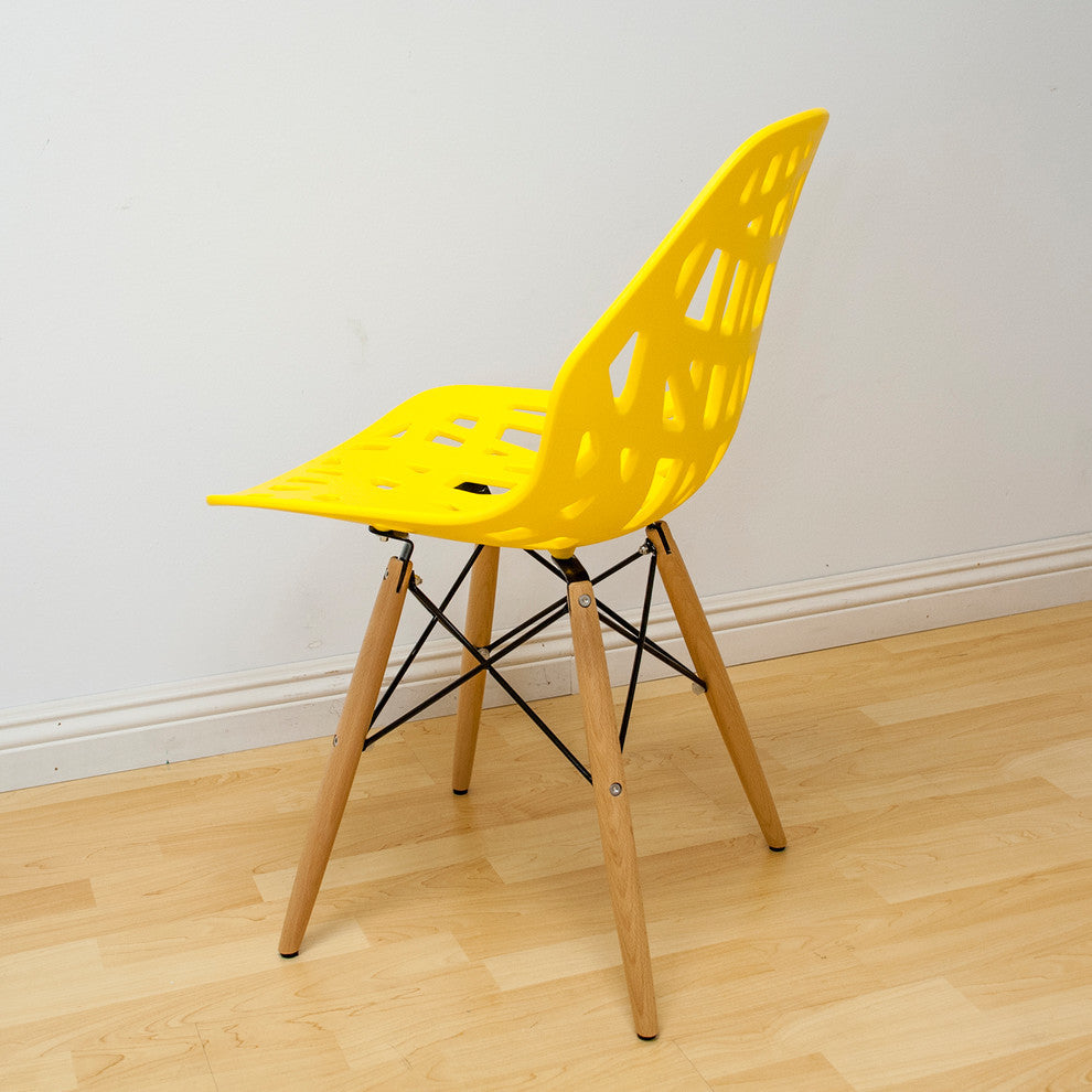 Mod Made Stencil Cut Out Eiffel Dining Side Chair, Set of 2, Yellow