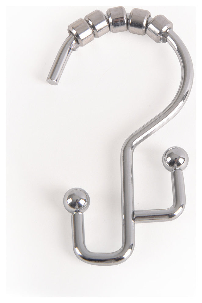 Utopia Alley Double Roller Shower Hook, Black, Chrome