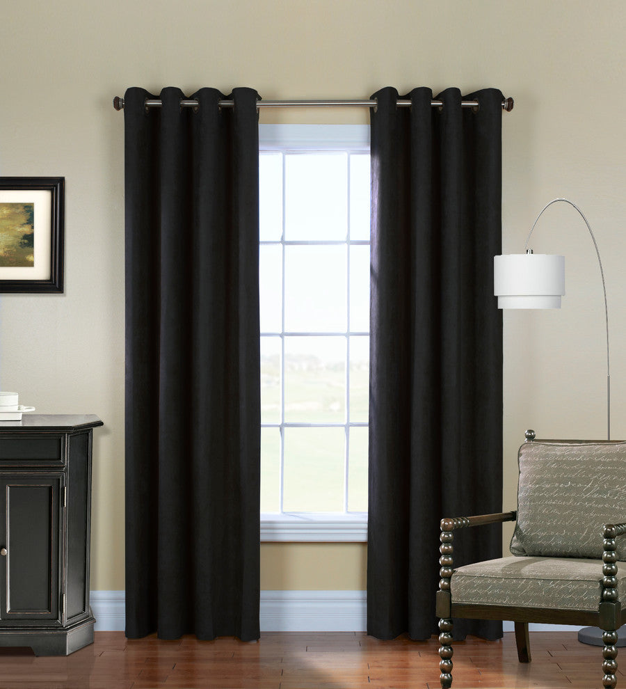 Navar Grommet Curtain Panel 54 x 84 in Black