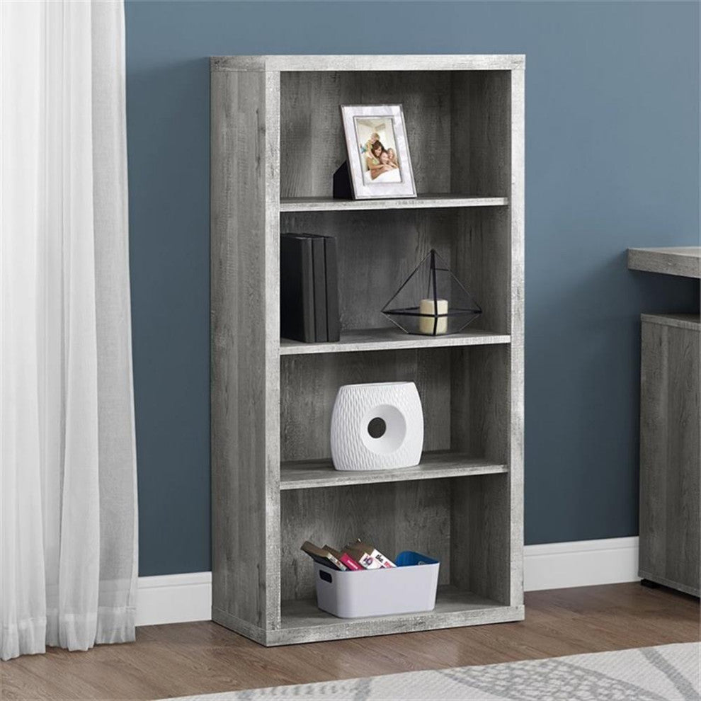 Bookshelf Bookcase Etagere 5 Tier 48"H Office Bedroom Laminate Grey