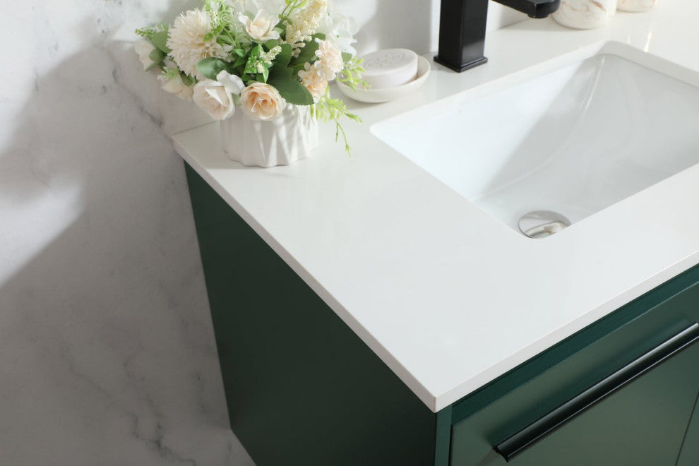 Phoebe Single Bathroom Vanity, Green, 30", Without Backsplash