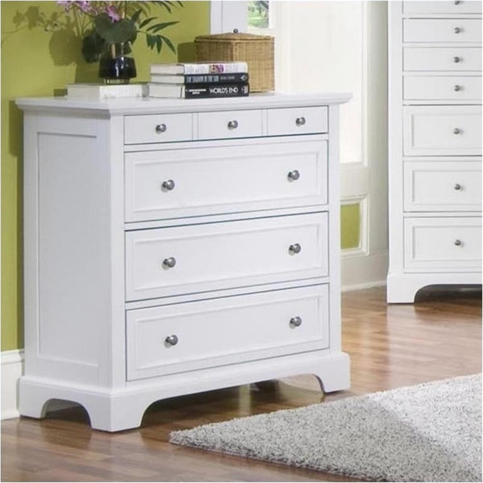 Bowery Hill Traditional 4-Drawer Hardwood Chest in Off White