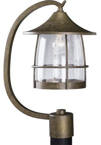 Prairie 1-light Post Lantern Burnished Chestnut Clear Seeded Glass