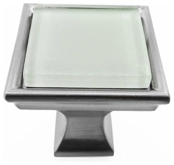 Crystal White Crystal Glass Brushed Nickel Madison Classic Knob