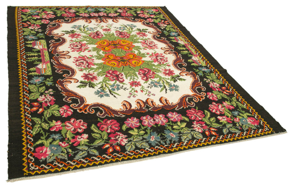 Rug N Carpet - Handmade Moldovan 6' 10'' x 8' 10'' Antique Rose Kilim Rug