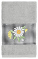 Linum Home Textiles Turkish Cotton Daisy Embellished Hand Towel, Light Gray