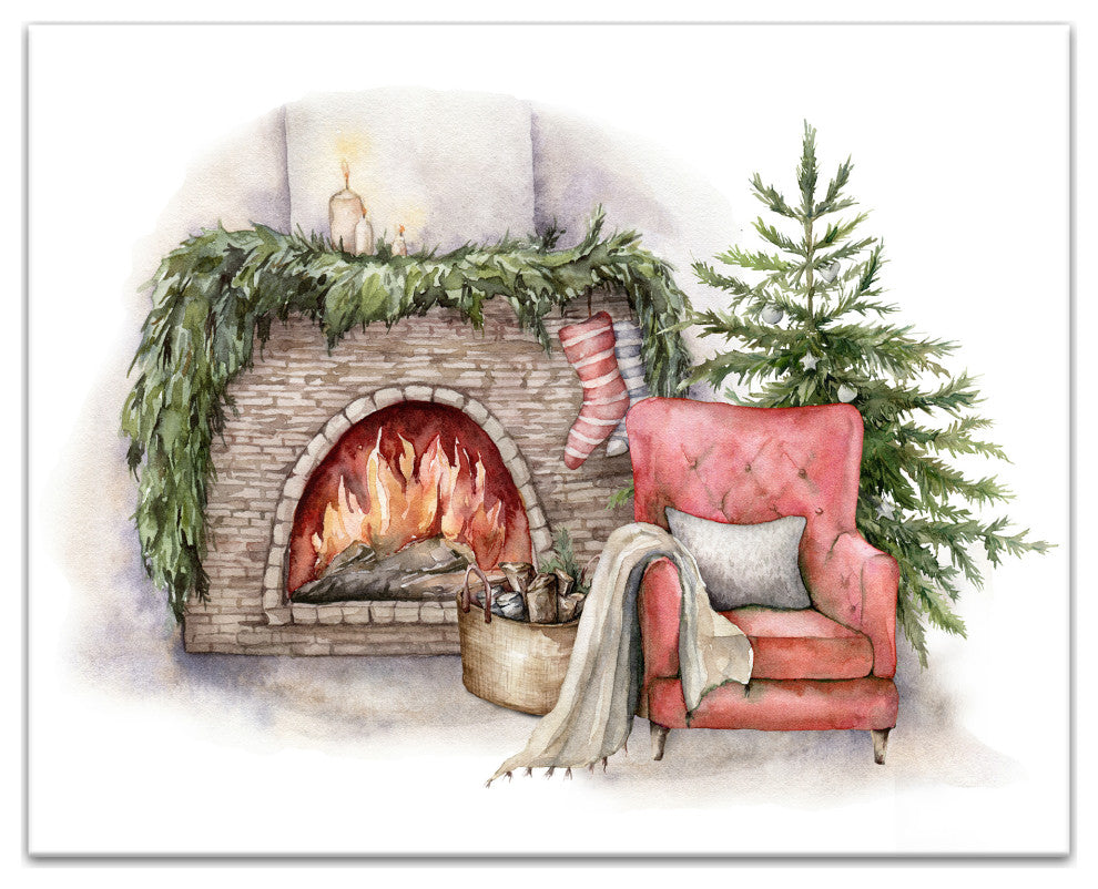 Cozy Fireplace 20x16 Canvas Wall Art
