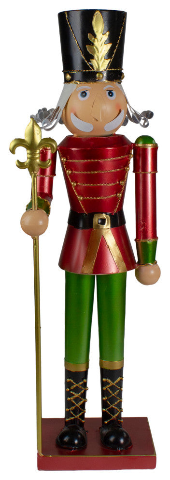 23.75" Red and Green Metal Nutcracker Soldier Christmas Decoration