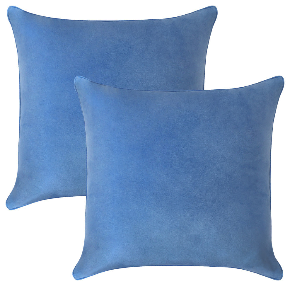 A1HC Soft Velvet Pillow Covers, YKK Zipper, Set of 2, Prussian Blue, 24"x24"