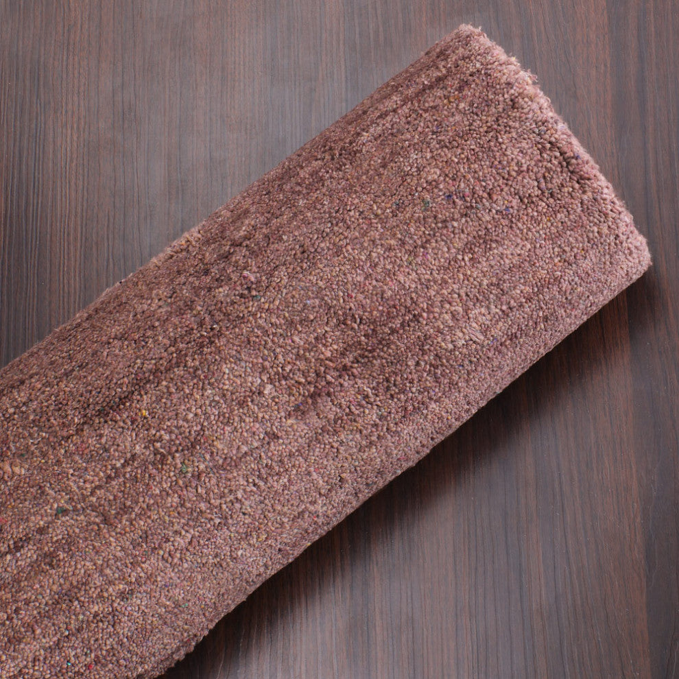 Hand Knotted Loom Silk Mix Area Rug Solid Light Brown, [Runner] 2'8''x12'
