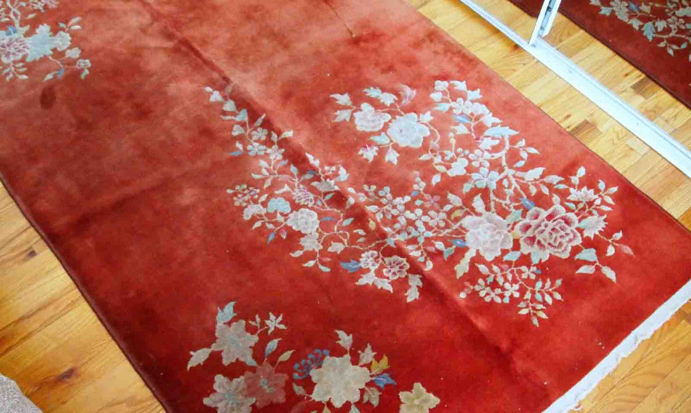 Handmade Antique Art Deco Chinese Rug, 4.1'x6.4', 125cmx195cm 1920s