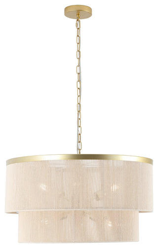 GetLedel 23.8" 6-Light Dimmable Handwoven Drum Chandelier, Gold