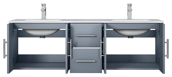 Geneva Transitional Dark Grey 60" Double Vanity with 60" Led Mirror, no Top