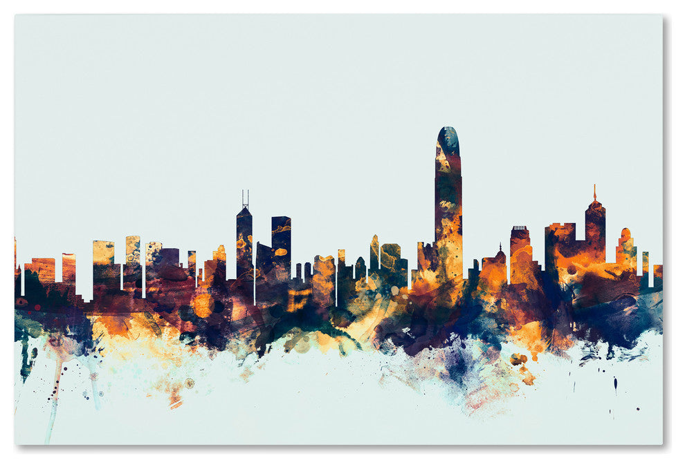 Michael Tompsett ''Hong Kong Skyline Blue'' Canvas Art, 30x47