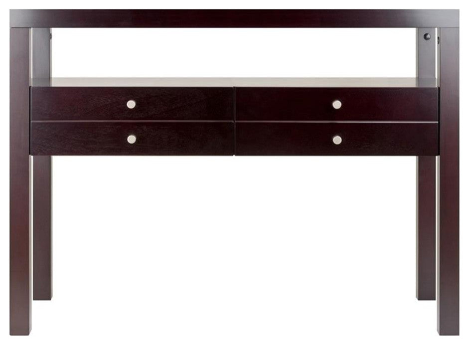 Pemberly Row Transitional Solid Wood Console Table in Espresso
