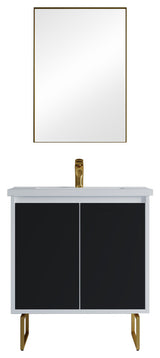 Dello 30" Single Bathroom Vanity Set With Rectangle Legs, Black
