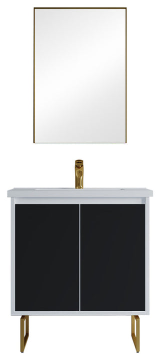 Dello 30" Single Bathroom Vanity Set With Rectangle Legs, Black