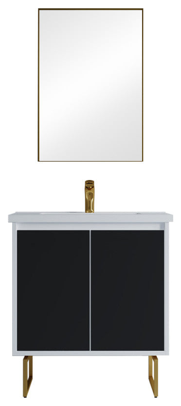 Dello 30" Single Bathroom Vanity Set With Rectangle Legs, Black
