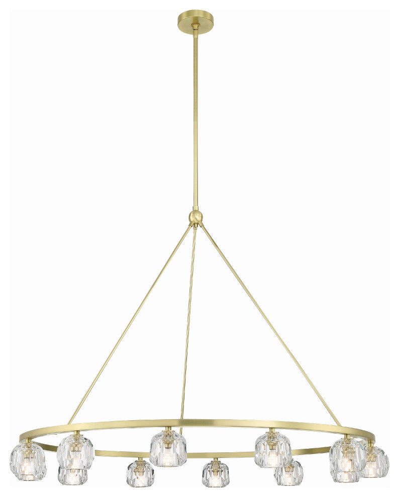 Aragon 12-Light Soft Brass Chandelier, Faceted Cut Crystal