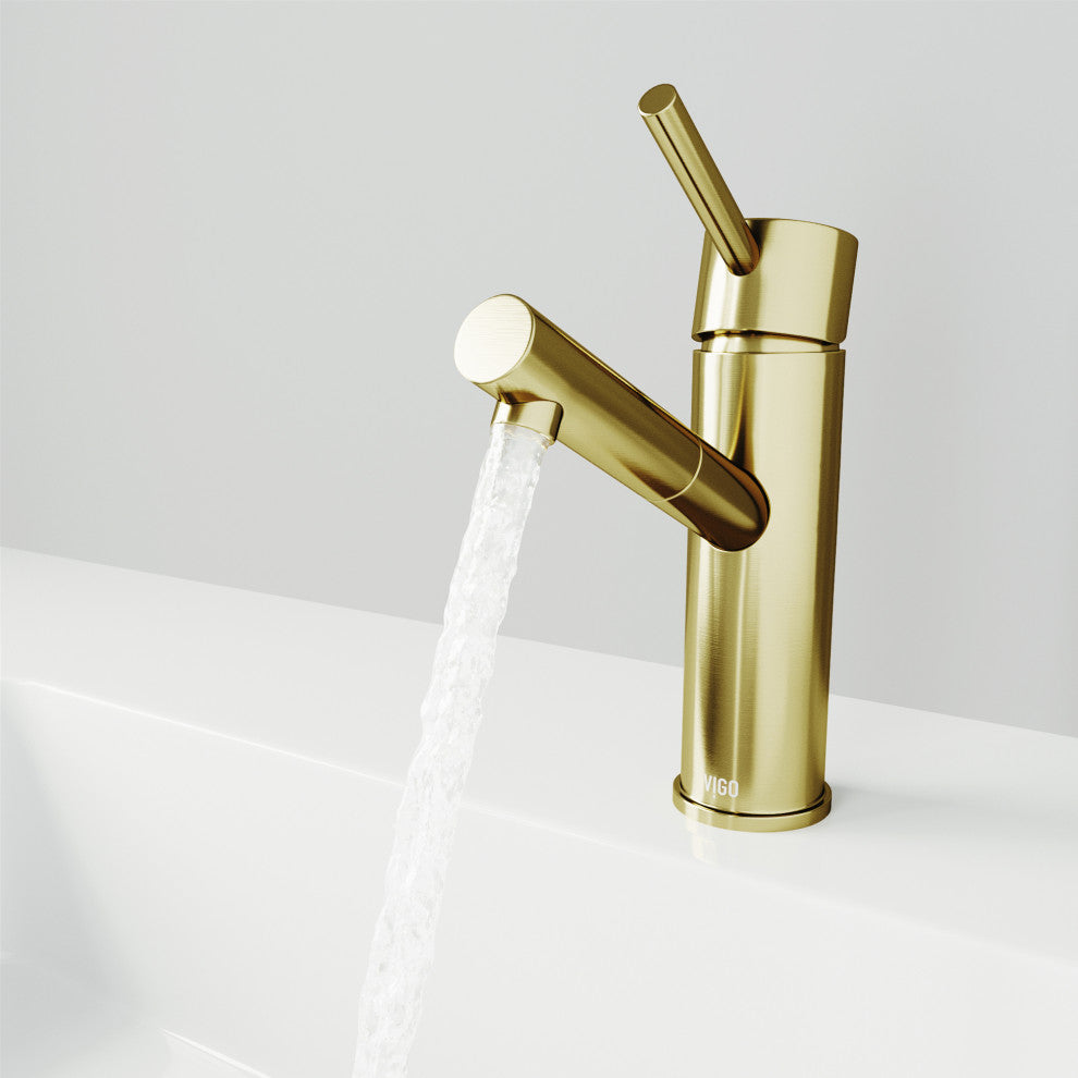VIGO Noma 8" H Single Handle Single Hole Bathroom Faucet, Matte Brushed Gold