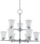Teller 9 Light - Two-Tier Chandelier With Frosted Etched Glass