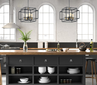 Maxim 10247 Liner 4 Light 18"W Pendant - Black / Satin Brass