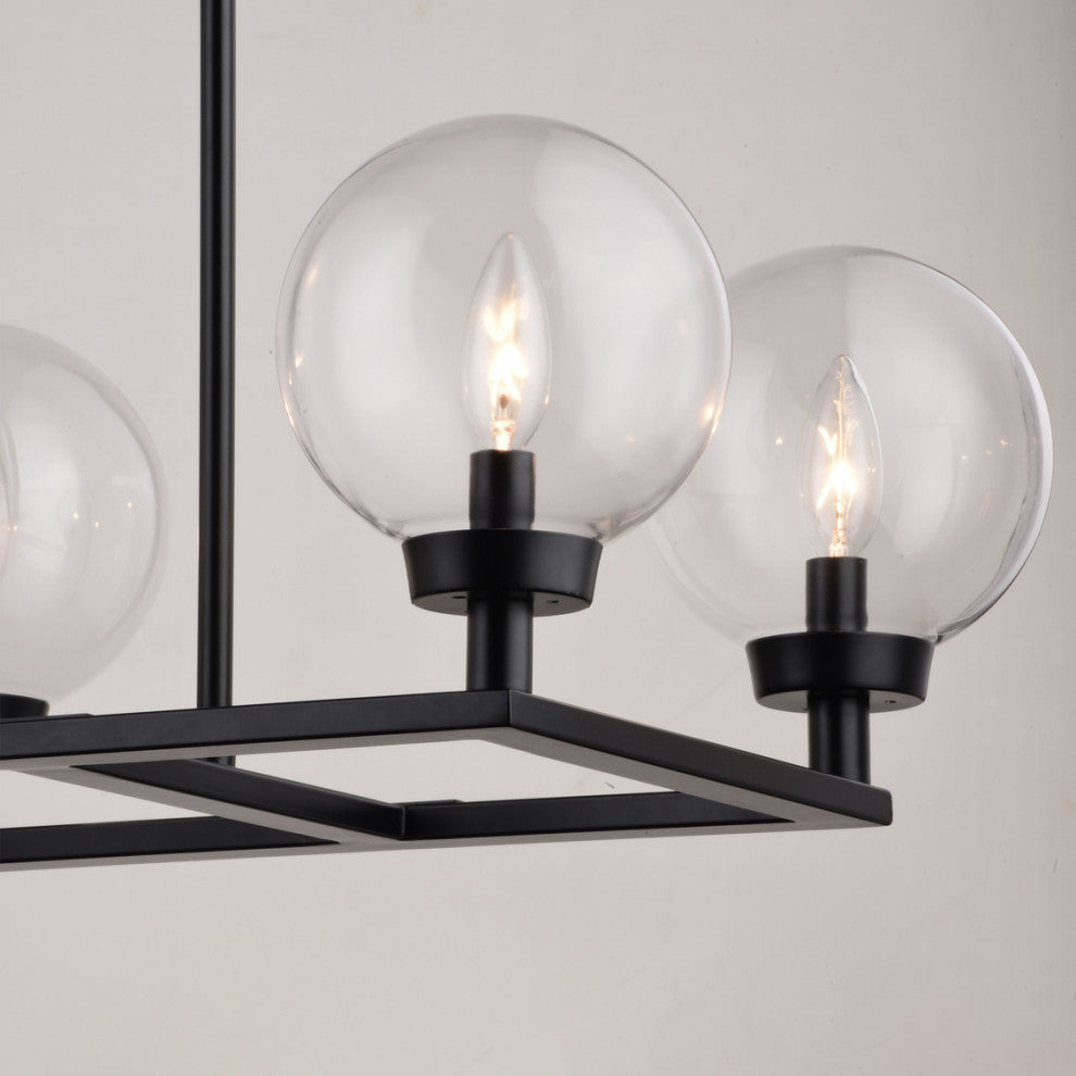Lander 35" 6 Light Linear Chandelier Matte Black